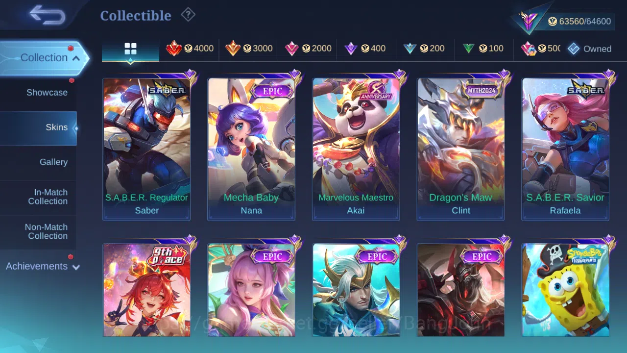 Mobile Legends: Bang Bang Accounts Others Hero 131 | Skin 270 | GLORY | KOF Karina | Sanrio Floryn | Annual Hayabusa 7
