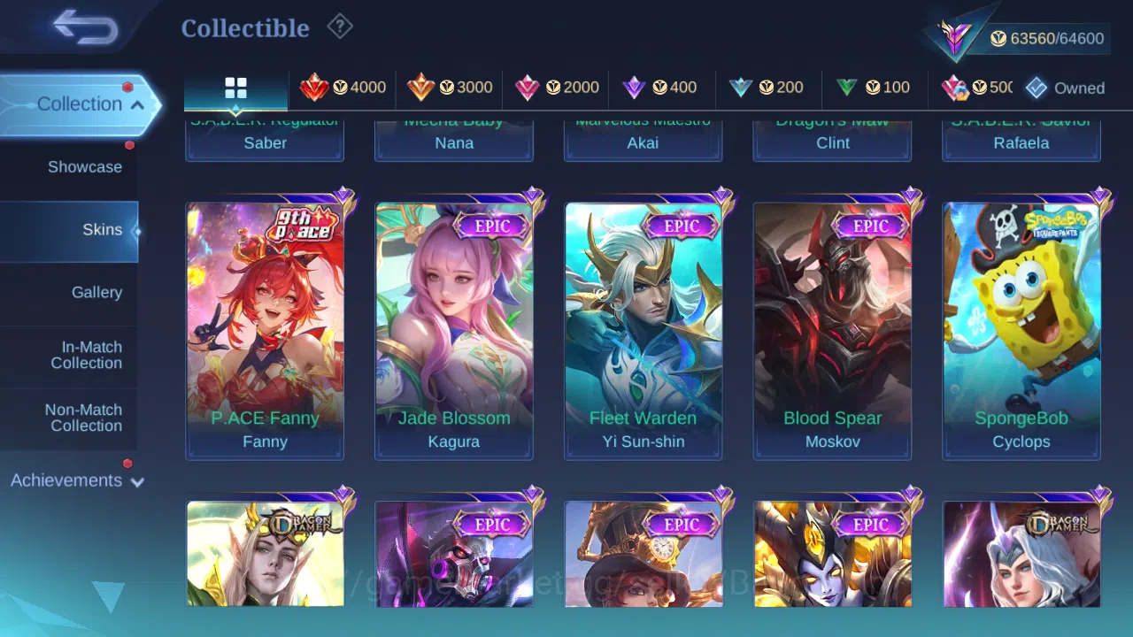 Mobile Legends: Bang Bang Accounts Others Hero 131 | Skin 270 | GLORY | KOF Karina | Sanrio Floryn | Annual Hayabusa 8