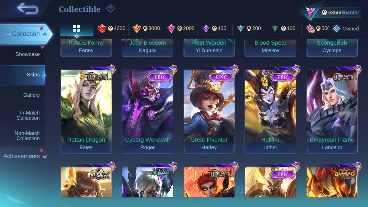 Mobile Legends: Bang Bang Accounts Others Hero 131 | Skin 270 | GLORY | KOF Karina | Sanrio Floryn | Annual Hayabusa 9