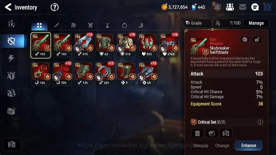 Epic Seven Accounts High-End Global Unverif | 5 ML(LQ Charlotte,EIlynav,DJ Basar,Salome,A Vildred)|PoH+Bless ON|SS 440|Gold 12