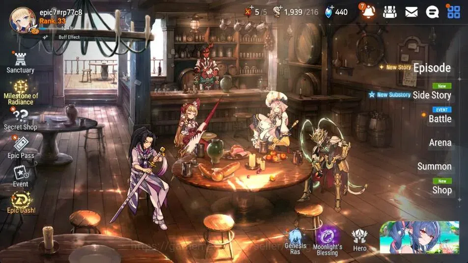 Epic Seven Accounts High-End Global Unverif | 5 ML(LQ Charlotte,EIlynav,DJ Basar,Salome,A Vildred)|PoH+Bless ON|SS 440|Gold 2