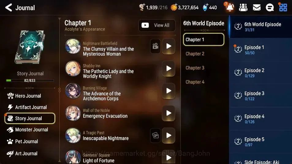 Epic Seven Accounts High-End Global Unverif | 5 ML(LQ Charlotte,EIlynav,DJ Basar,Salome,A Vildred)|PoH+Bless ON|SS 440|Gold 7