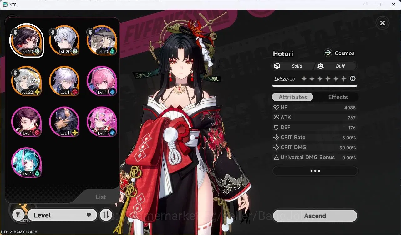 Neverness to Everness Accounts SEA |Starter| Lv 9 | 4S (Hotori,Hathor,Baicang,Jiuyuan) + 5 | MC Male | TakeMail Check SS 2