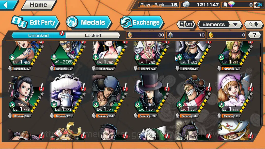 One Piece Bounty Rush Accounts Mid-Tier Global|5 EX|5 Elder St.Saturn,GP Gold D.Roger,G5 Monkey D.Luffy,HP Charlotte 8