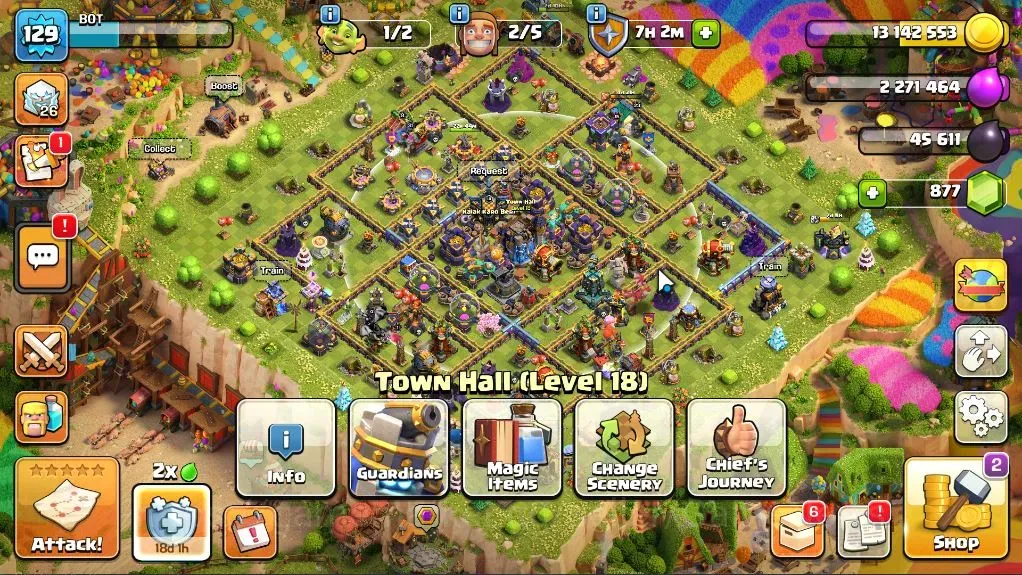 Clash of Clans Accounts High-End LV 129|TH 18|HH 9|Limited Skin|BK 61,AQ 51,MP 43,GW 31,RC 23,DD 8|BM 7|Free CN ON|Painter 1