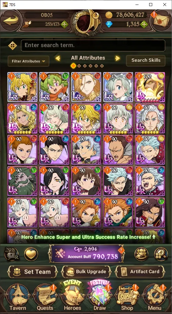 The Seven Deadly Sins: Grand Cross Accounts Starter Global|1,315 Diamonds | 4LR+4UR(Odin,Thor,Sabunak,DK 1