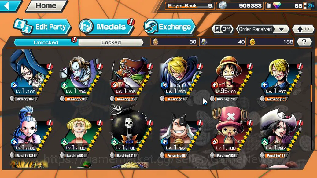 One Piece Bounty Rush Accounts Starter Global|5 EX|Onigashima Zoro,PB Kuzan,GP Edward Newgate,5Elders Saturn,KOP Gol 6