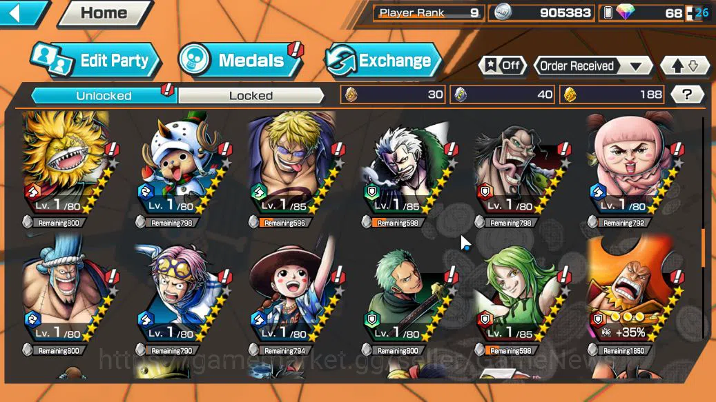 One Piece Bounty Rush Accounts Starter Global|5 EX|Onigashima Zoro,PB Kuzan,GP Edward Newgate,5Elders Saturn,KOP Gol 7