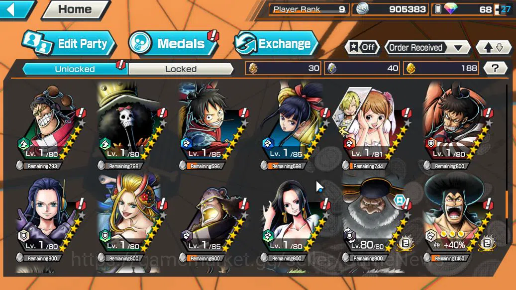 One Piece Bounty Rush Accounts Starter Global|5 EX|Onigashima Zoro,PB Kuzan,GP Edward Newgate,5Elders Saturn,KOP Gol 8