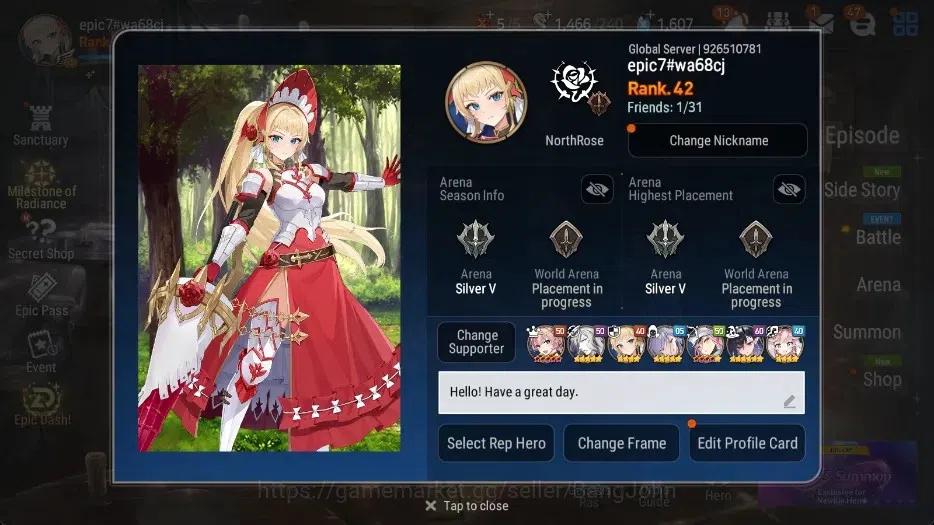 Epic Seven Accounts High-End Global Unverif | 8 ML (TR Elvira,Straze,A Yufine,SE Celine,LR Krau,Etc.)|Bless ON|SS 1