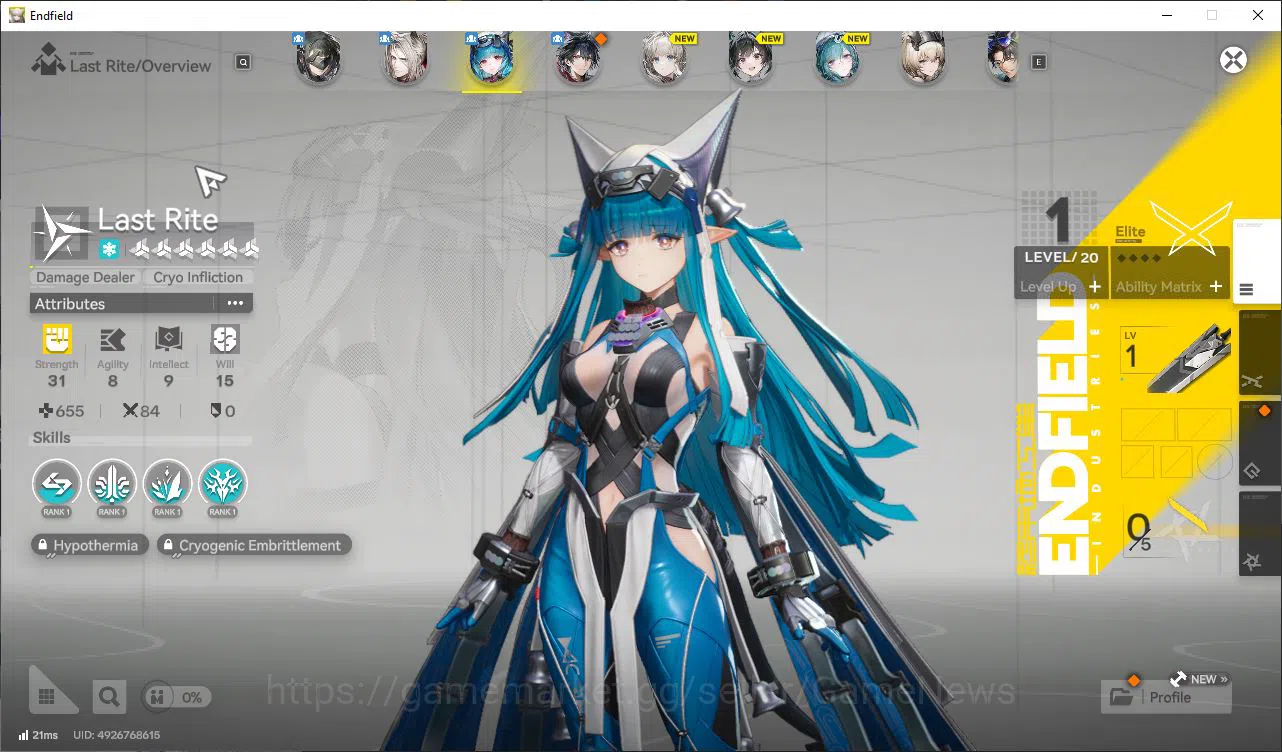 Arknights: Endfield Accounts Asia|Lv 5 Fresh Starter | 2 SSR (Pogranichnik, Last Rite) + 4 Weapon 5S + 7 SR Character |Skip 3