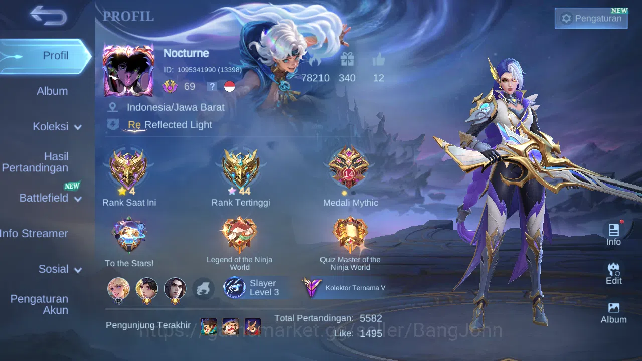 Mobile Legends: Bang Bang Accounts Hero 132 Skin 226 | Annual Lesley | Lightborn Aluc image 1