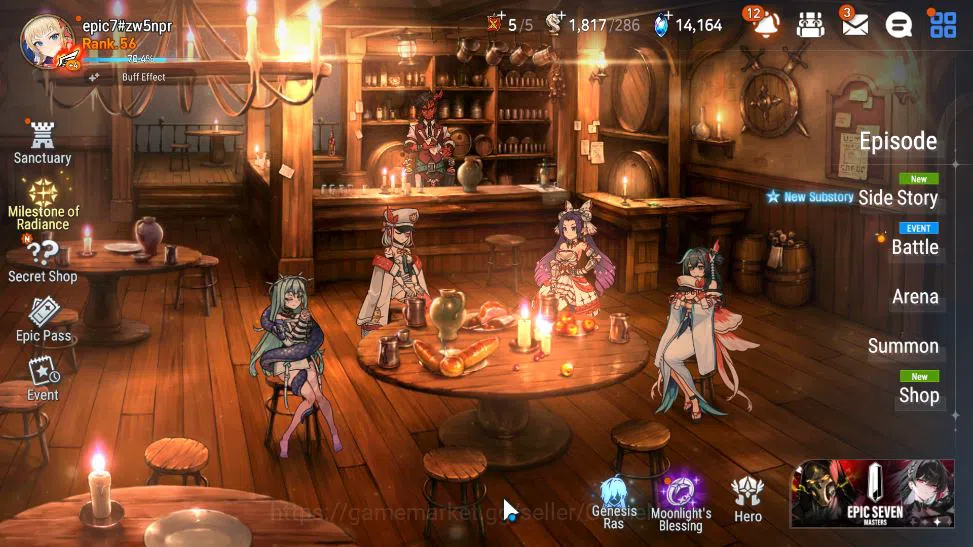 GLOBAL Unverif|7 ML(DCorvus, LC Bellona, CLilias, SSez, Etc)+ Rinak, Fenne,etc|PoH+Bles ON|14K SStone + 56K Stigma|Stove(ES3704) Epic Seven Mid-Tier GLOBAL Unverif|7 ML(DCorvus, LC Bellona, CLilias, image 1