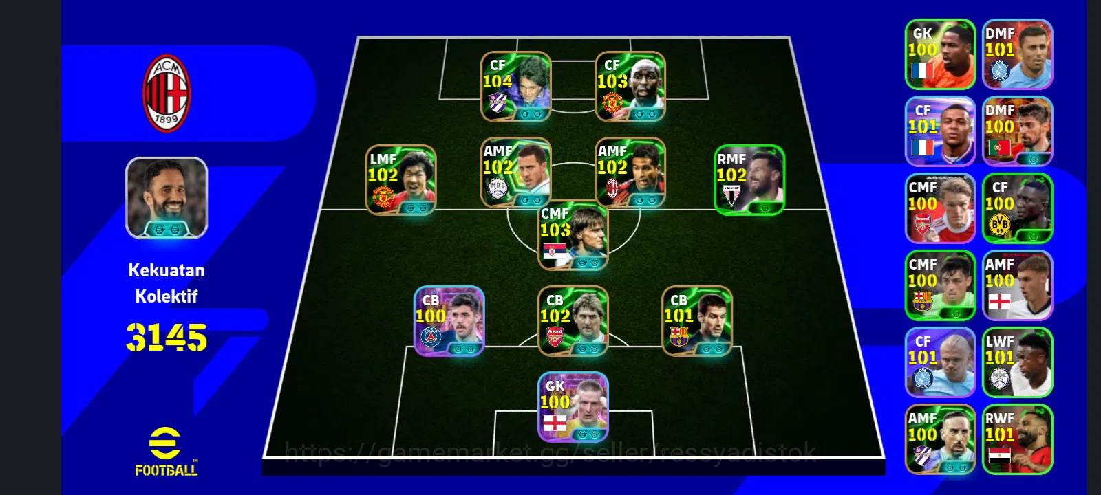 eFootball Accounts Legends & Iconic Players EFOOTBALL 2026 | EPIC ANDY COLE, G BATISTUTA,DRAGAN SNOJOVIK,P JIN SUNG, 3 1