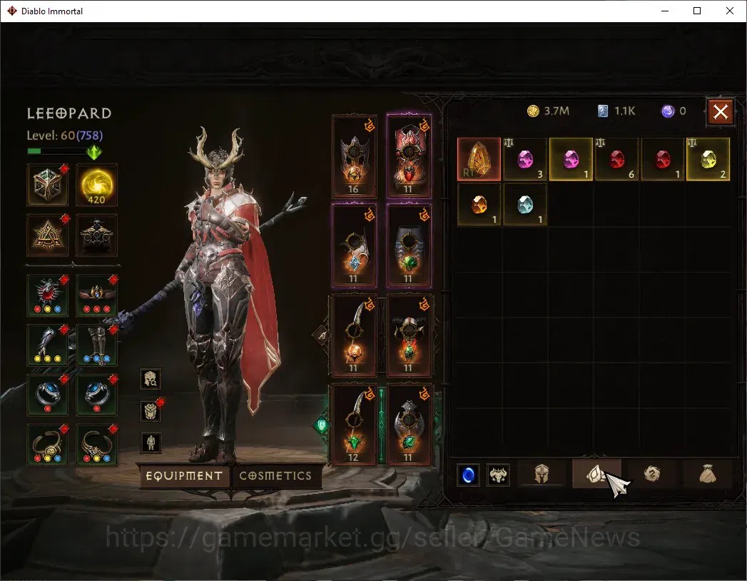 Diablo Immortal Accounts SA - Oza|CS ON|Lv60(758)|Blood Knight|42k CR|Reso  image 6
