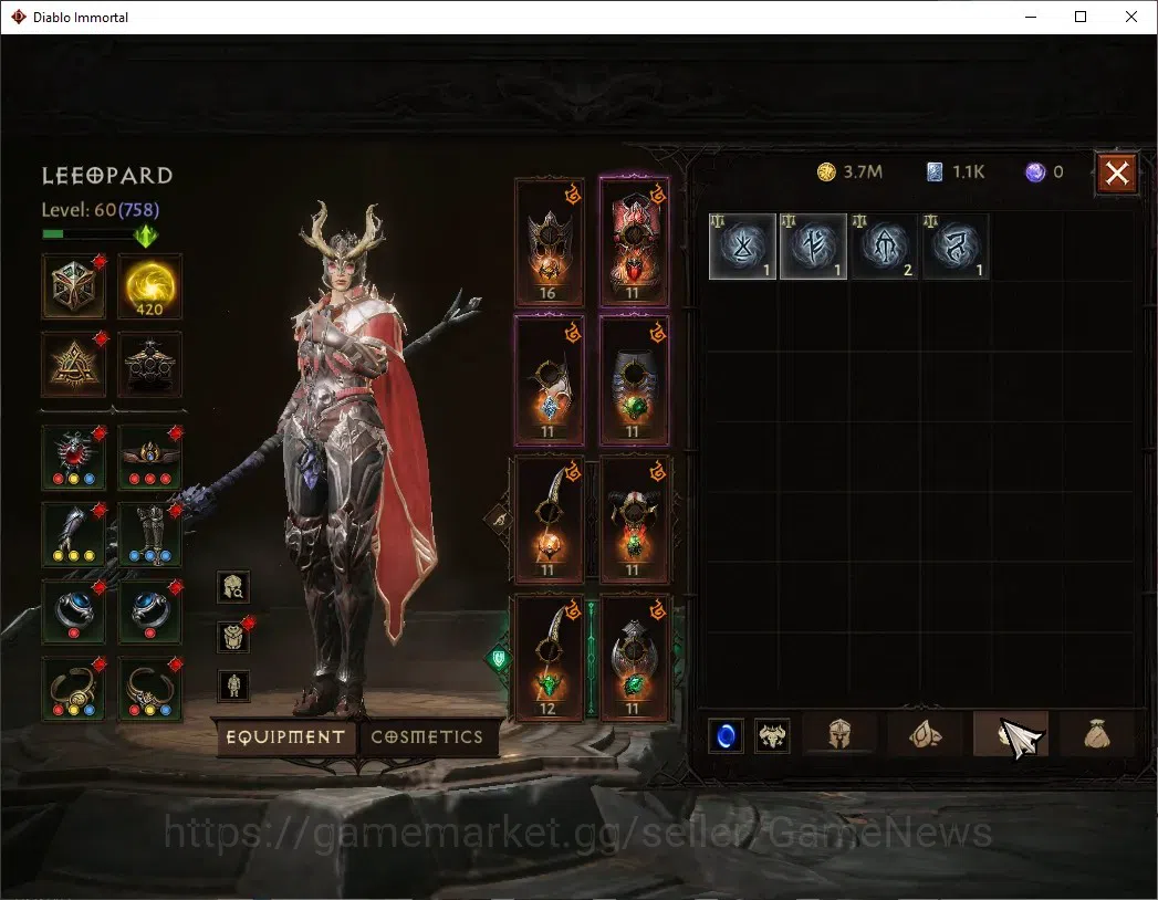 Diablo Immortal Accounts SA - Oza|CS ON|Lv60(758)|Blood Knight|42k CR|Reso  image 7