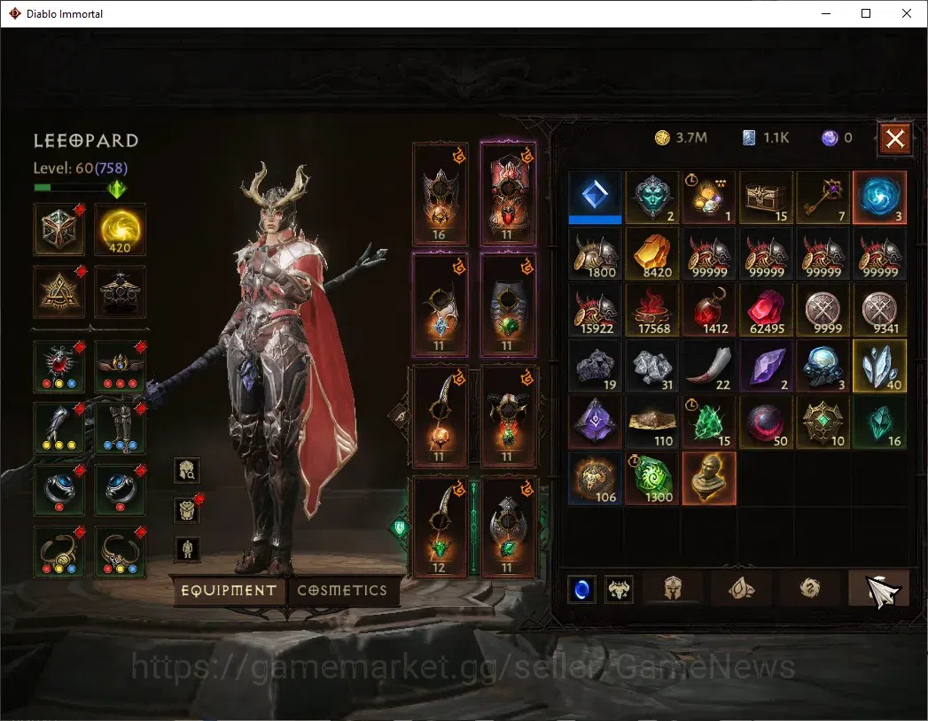 Diablo Immortal Accounts SA - Oza|CS ON|Lv60(758)|Blood Knight|42k CR|Reso  image 8