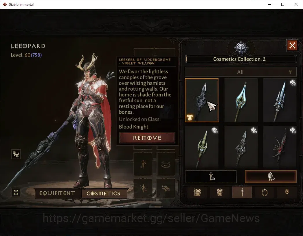 Diablo Immortal Accounts SA - Oza|CS ON|Lv60(758)|Blood Knight|42k CR|Reso  image 9