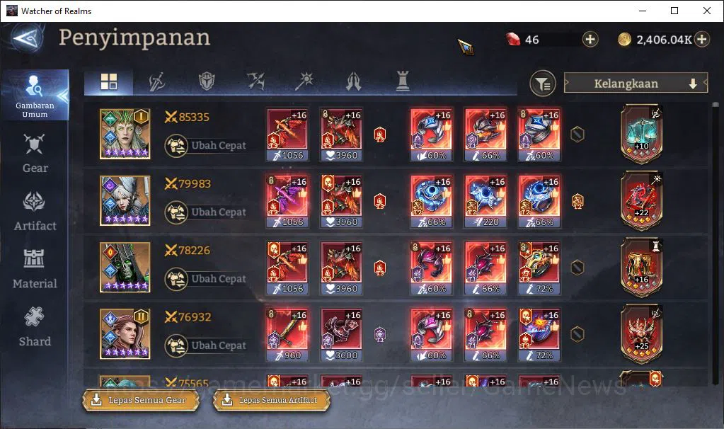 Watcher of Realms Accounts Global 60X|Lv66|2,4M Power|6 Lord[SolcadensA1,Rive image 12