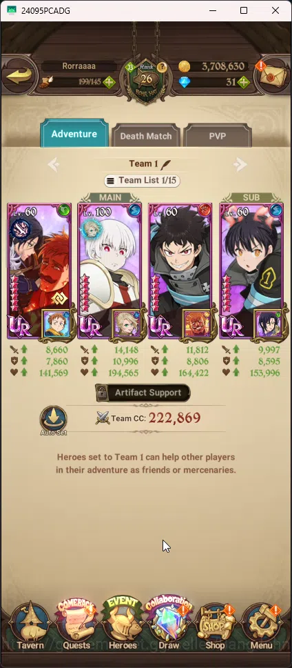 The Seven Deadly Sins: Grand Cross Accounts Others Asia | 1,276 CC | 1 LR Elizabeth | 2 UR Merlin&Escanor , DKM | Collab Sho