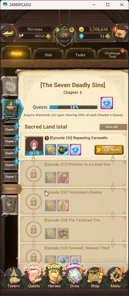The Seven Deadly Sins: Grand Cross Accounts Others Asia | 1,276 CC | 1 LR Elizabeth | 2 UR Merlin&Escanor , DKM | Collab Sho 8
