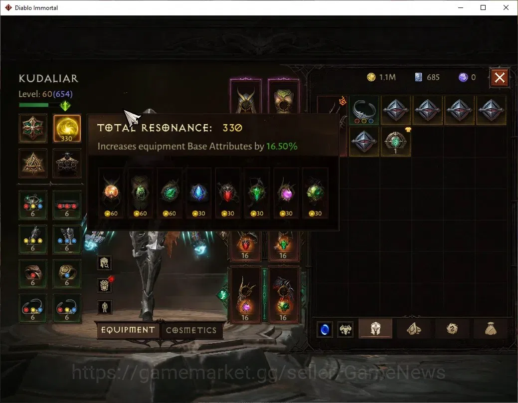Diablo Immortal Accounts SA-Oza|CS ON|Lv60(654)|Demon Hunter|40,2K CR|Reso  image 4
