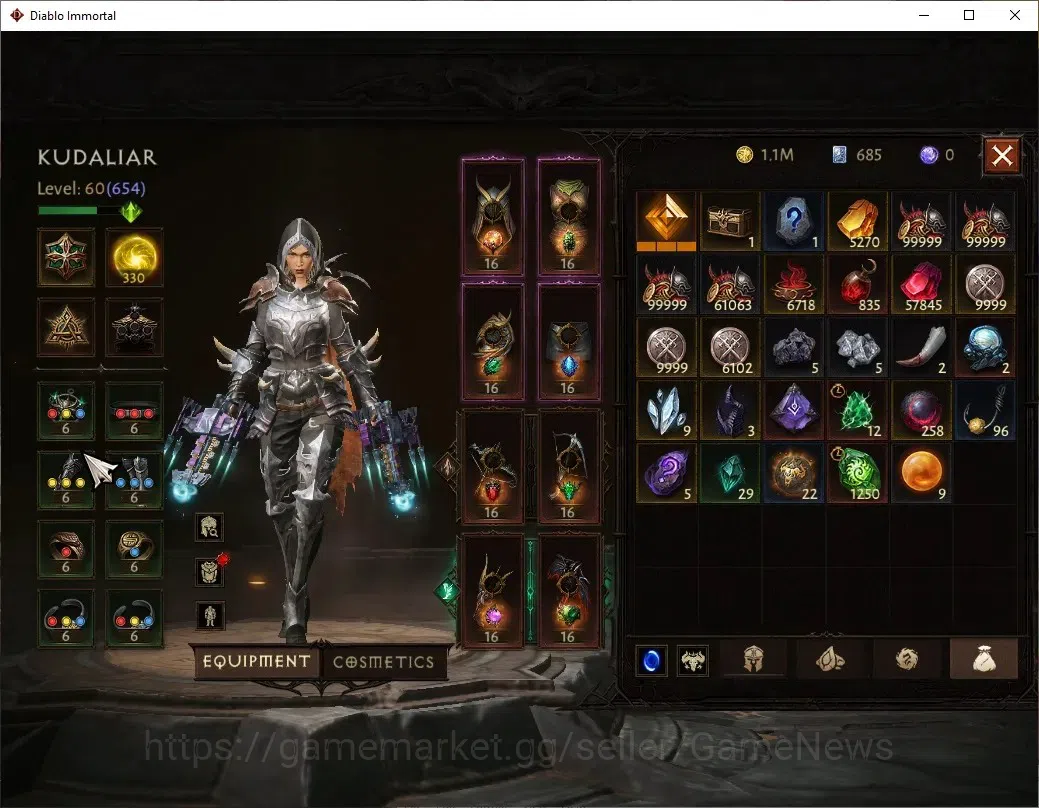Diablo Immortal Accounts SA-Oza|CS ON|Lv60(654)|Demon Hunter|40,2K CR|Reso  image 7