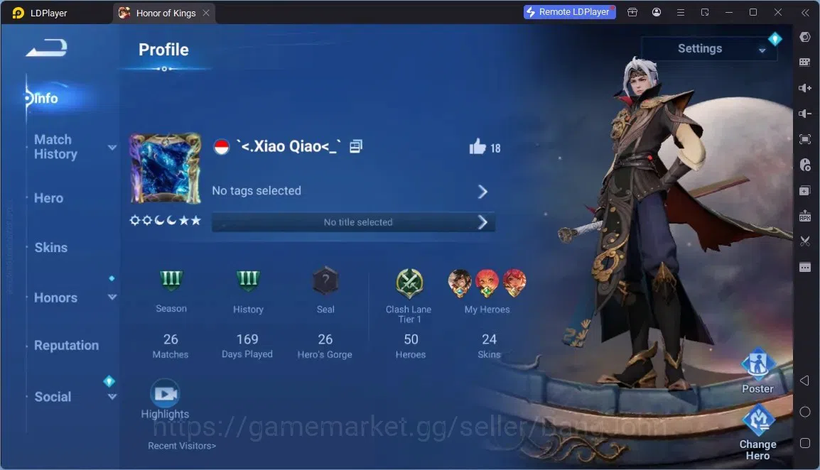 Honor of Kings Accounts Rare Skin Global | 50H 24S |Legedn Lam|Legend Li Xin|Event Exclusive Zhuangzi|Worldly Liu Bei|More 1