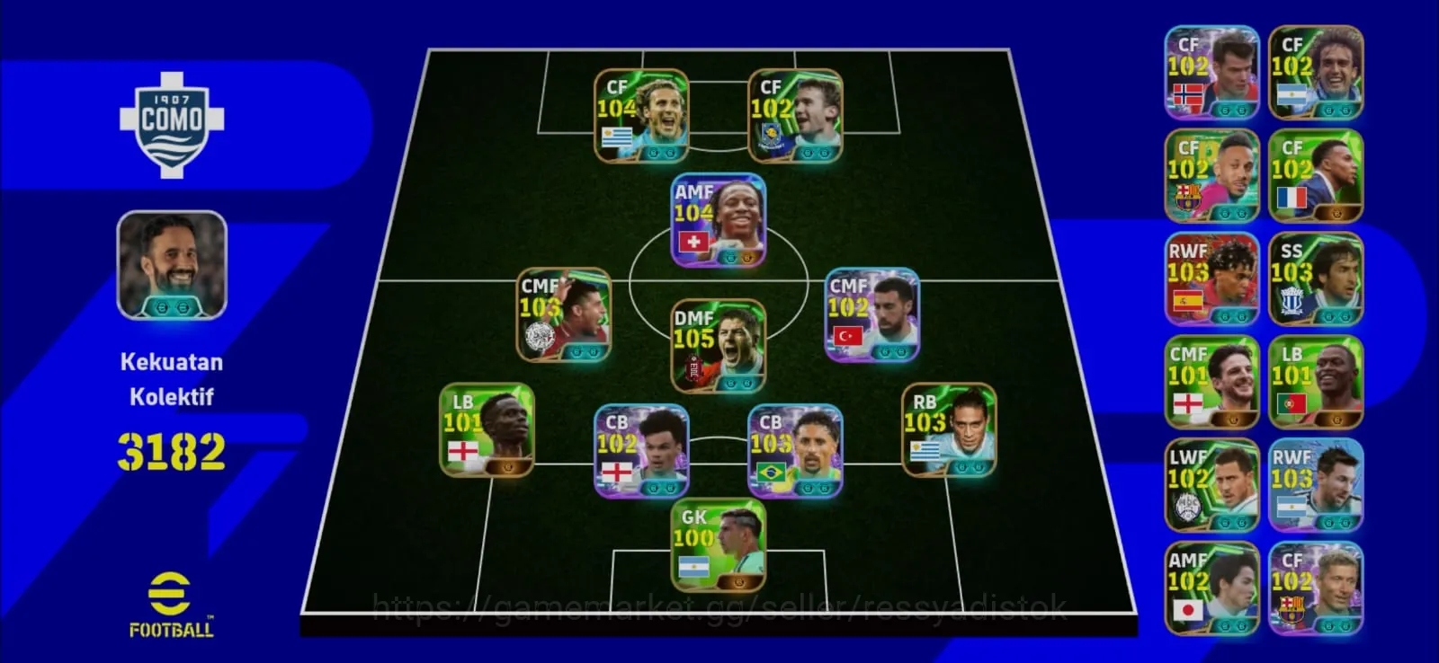eFootball Accounts Legends & Iconic Players 4 MANAGER BOOSTER | COLECTIVE 3182+,NEW N MOUZAMBI x D FORLAND x S GERARD x 1