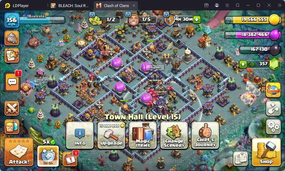 Clash of Clans Accounts High-End TH15-BH9|Lv.156|BK90.AQ90,MP66,GW65,RC40,DD10|BM17,BC16,HH9|7 legendary + 4 Gold Skins|357 1