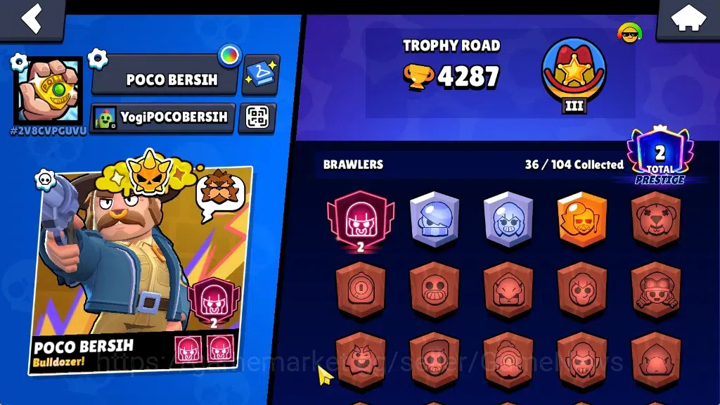 Brawl Stars Accounts 1560 Trophy|36Brawlers 6Max|Edgar&Bull Full Buffie image 2