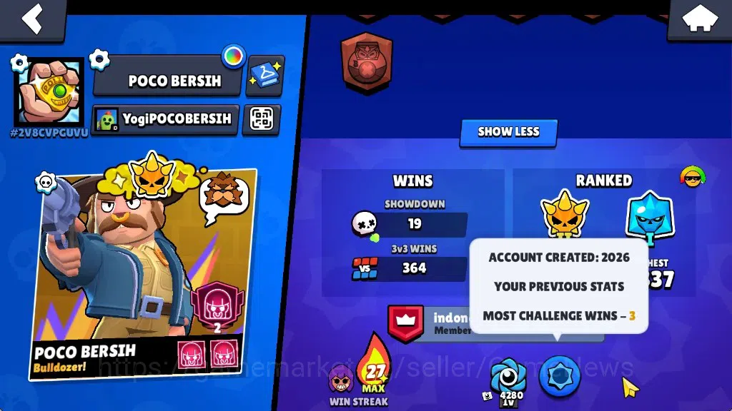 Brawl Stars Accounts 1560 Trophy|36Brawlers 6Max|Edgar&Bull Full Buffie image 3