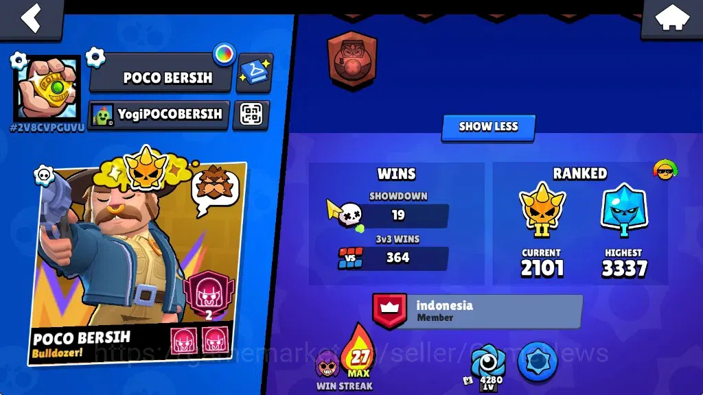 Brawl Stars Accounts 1560 Trophy|36Brawlers 6Max|Edgar&Bull Full Buffie image 4