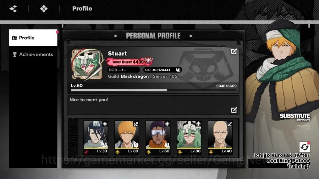 BLEACH: Soul Resonance Accounts Nuverse SEA|Lvl 60|8 SSR 3 Limited|4 Sign|Ichigo DZ 1