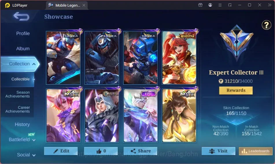 Mobile Legends: Bang Bang Accounts Others Global|556S|Expert|Epic Nana,Epic Kagura,Epic Karrie,Epic GS,Epic Valir,Epic 1