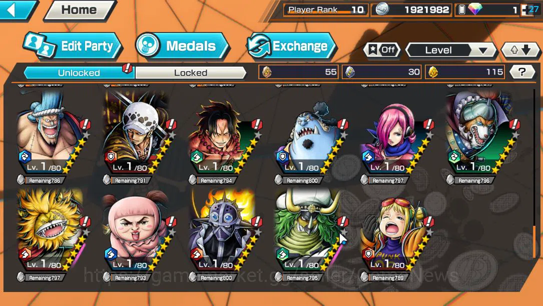 One Piece Bounty Rush Accounts Mid-Tier Global|5 EX 1MAX|5Elder Saturn,[Borsalino],GP Newgate,Gear5 Luffy,Olin the 10