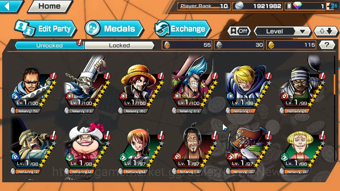 One Piece Bounty Rush Accounts Mid-Tier Global|5 EX 1MAX|5Elder Saturn,[Borsalino],GP Newgate,Gear5 Luffy,Olin the 6
