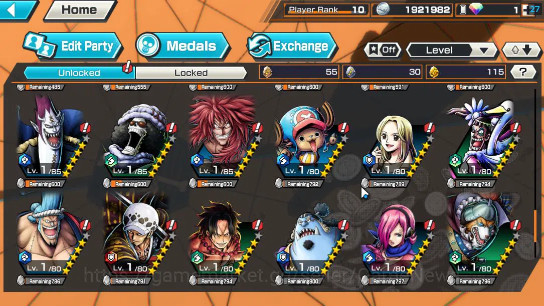 One Piece Bounty Rush Accounts Mid-Tier Global|5 EX 1MAX|5Elder Saturn,[Borsalino],GP Newgate,Gear5 Luffy,Olin the 9