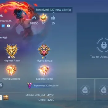 Mobile Legends: Bang Bang Accounts Rare Skin 205 SKINS | RENOWNED COLLECTOR IV | PRIME x2 | KOF | AOT | NARUTO
