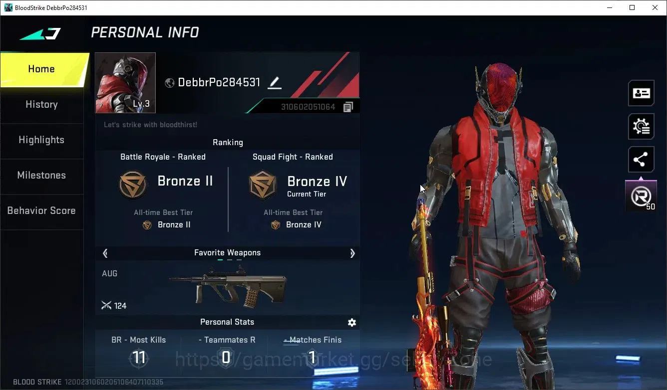 Blood Strike Accounts Starter ASIA|Starter Acc| Ultra M700 Boitatá Lv2 | 1 Ultra | 5 Legendary | 1 Rare|LogNetEase(BS544Z) 1