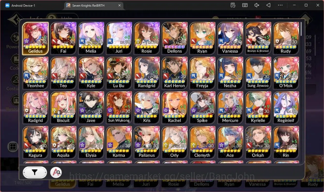 Seven Knights Re:Birth Accounts Global |Full EX7 (Gelidus TC1,Fai,Melia,Juri,Roise image 2