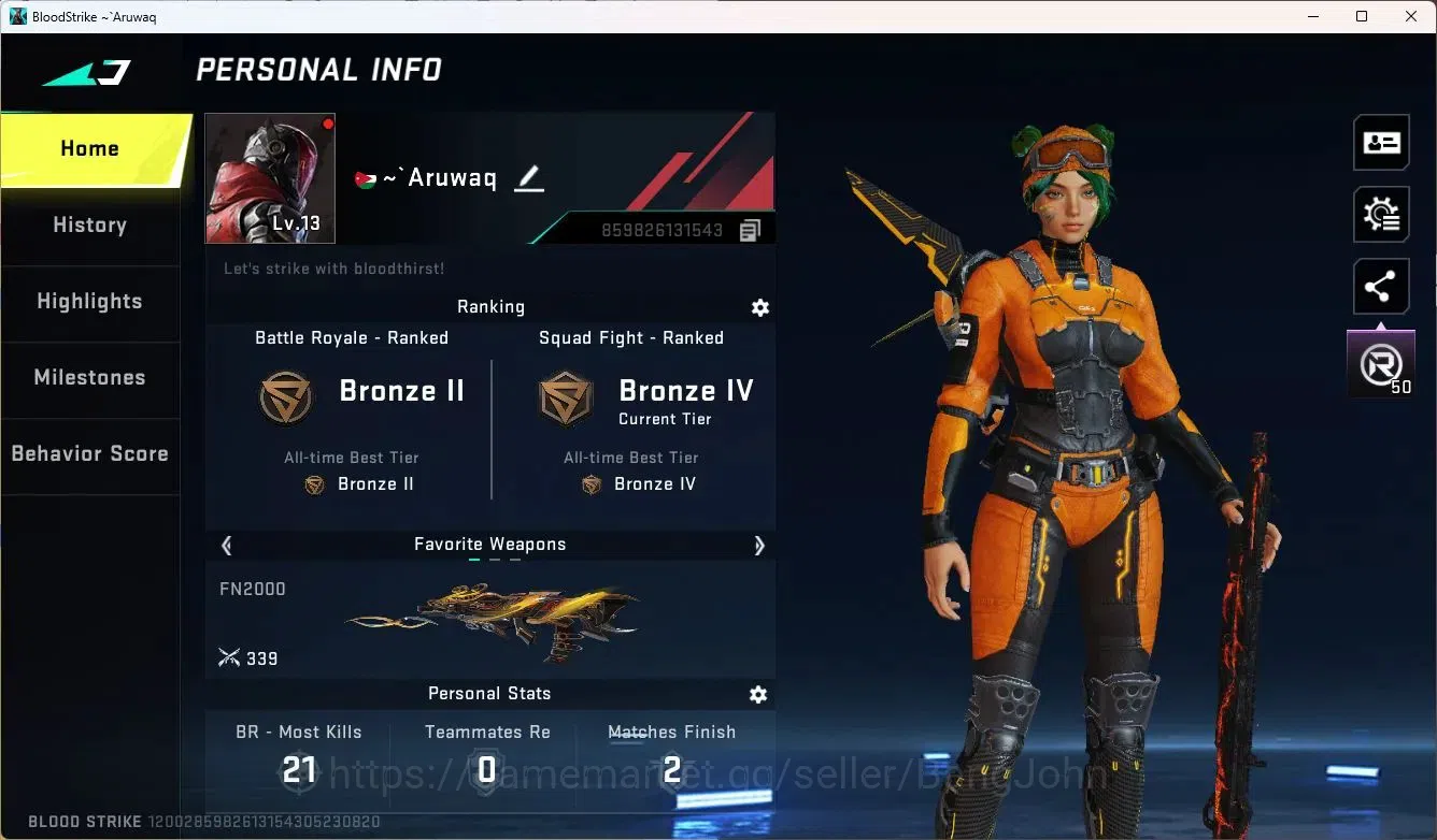 Blood Strike Accounts Rare Skin ASIA | Skin Striker Legendary ETHAN Codebreaker | Legendary M4A1 Venom, MP155 Lava, Magnum 1