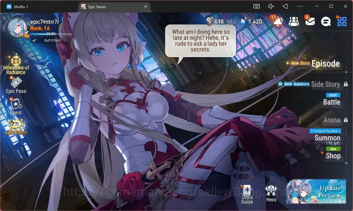 Epic Seven Accounts Mid-Tier Global Unverif | 2 ML (TR Elvira, DB Senya)|PoH+Bless ON|SS 1.4K|Stigma 42.7K|Log Stove|EP7411B 1