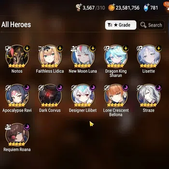 Epic Seven Accounts High-End GLOBAL UnVerif|11 ML(Lisete,Notos,LC Belona,NM Luna,Etc)+Setsuka,Estel,Ivana,Etc|AUTO WBA