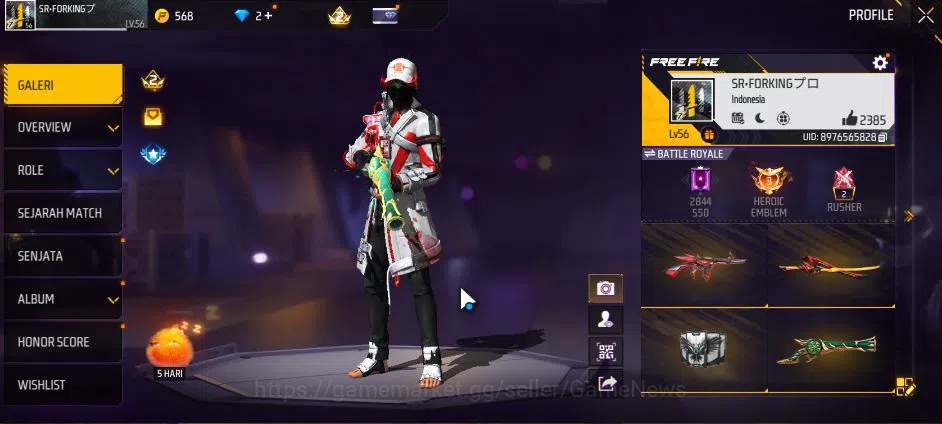 Free Fire Accounts Indonesia| M1887 Emerald Power | Katana Hybrid Exp image 11