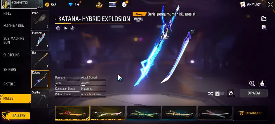 Free Fire Accounts Indonesia| M1887 Emerald Power | Katana Hybrid Exp image 8