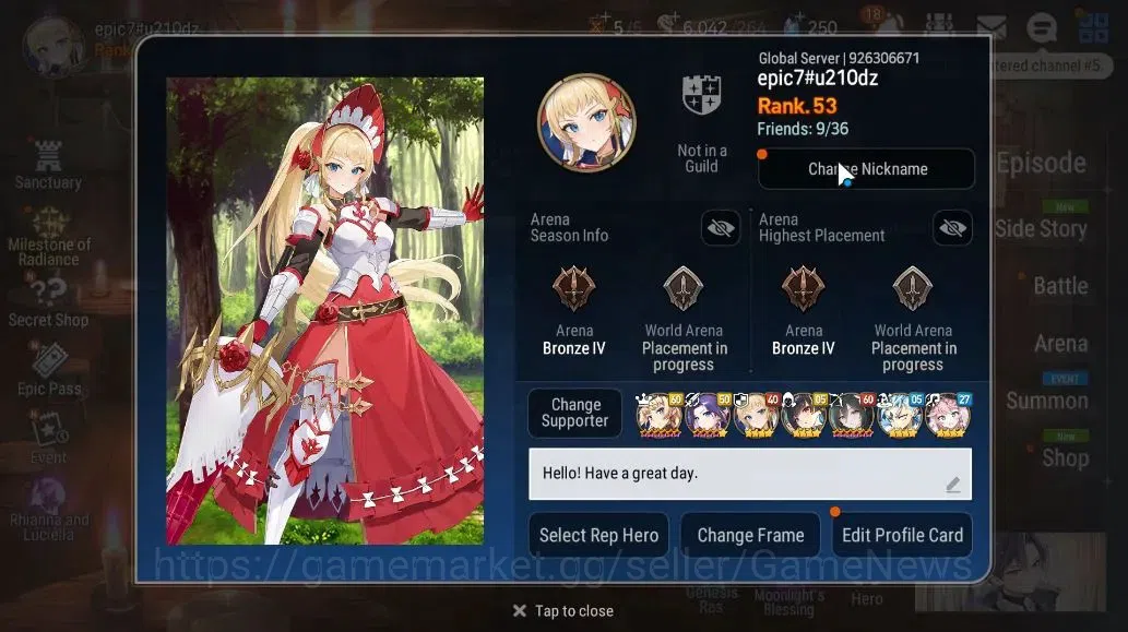 Epic Seven Accounts GLOBAL Unverif|NewEra|6 ML(SOT Snow,LQ Charlote,LC image 2