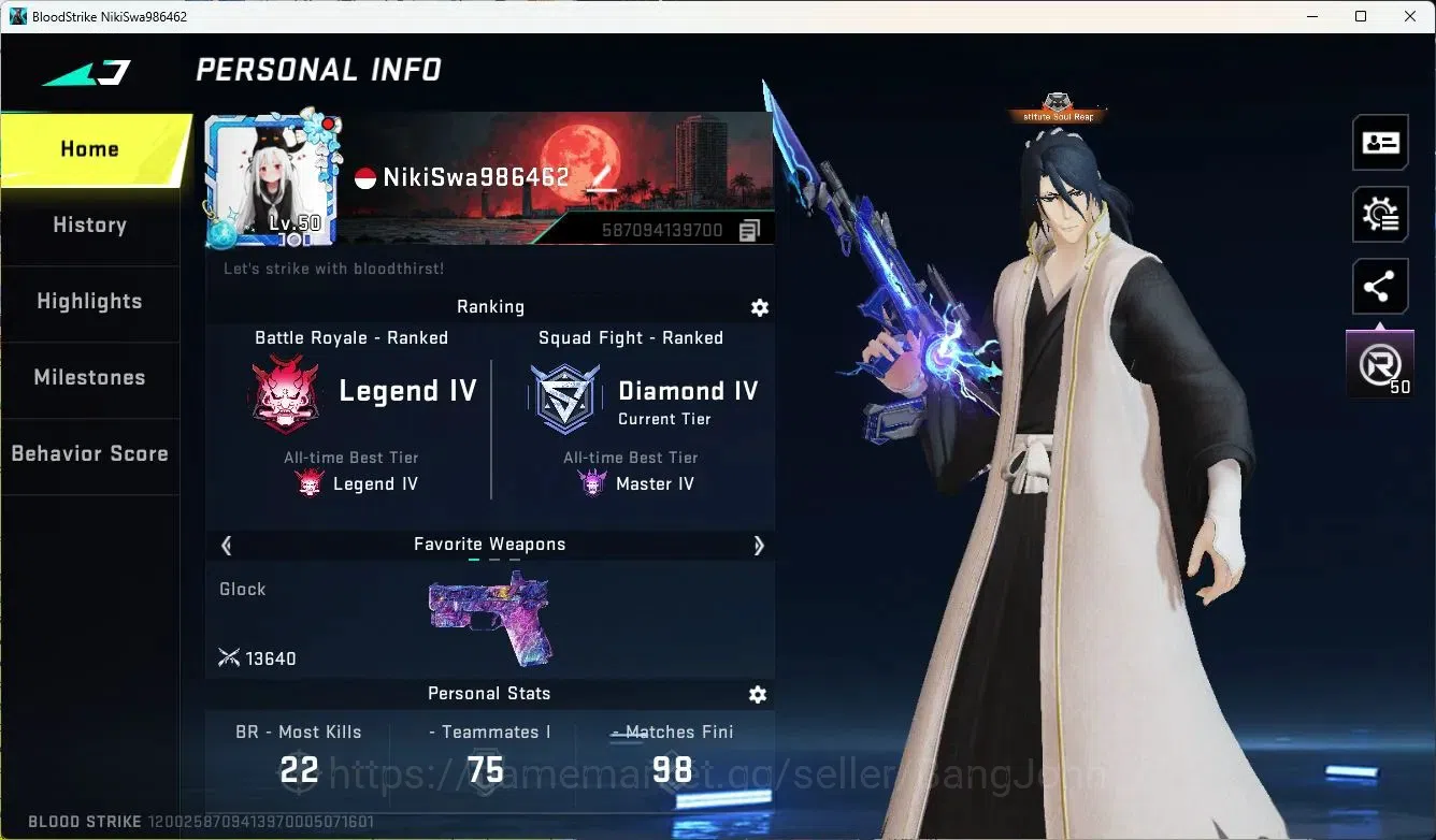 Blood Strike Accounts ASIA ||LIMITED=AR97,RPK,MP7|COLLAB=KAR98K|ULTRA=GL image 2