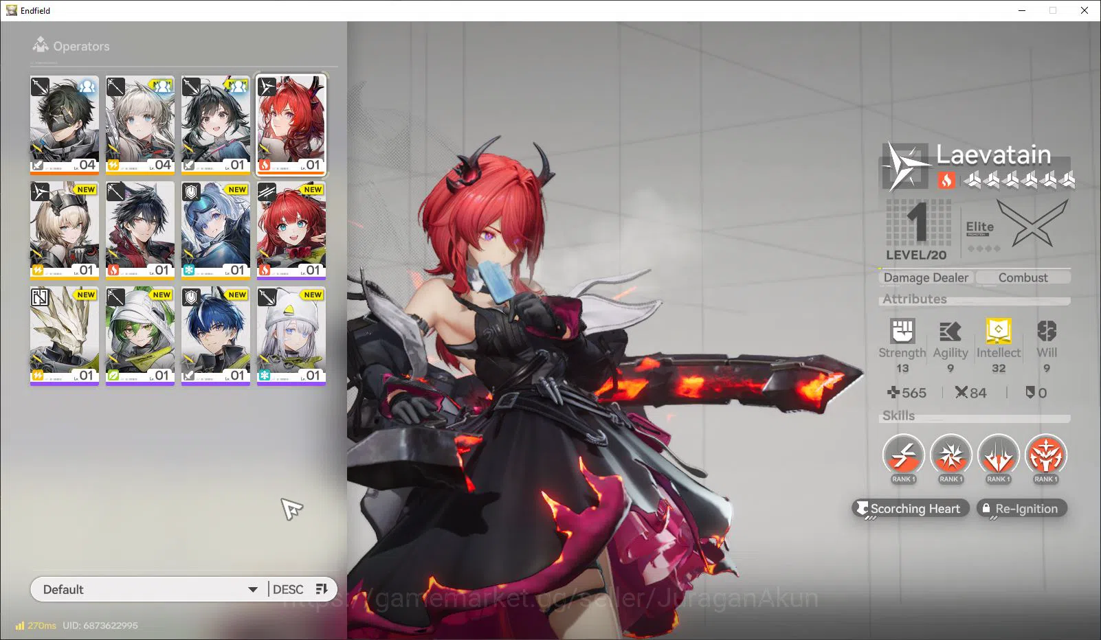 Arknights: Endfield Accounts NA/EU LVL 2 |Fresh Starter Laevatain +  5 SR Character + 1 Weapon B6|Male MC|Log Gryplink|Take
