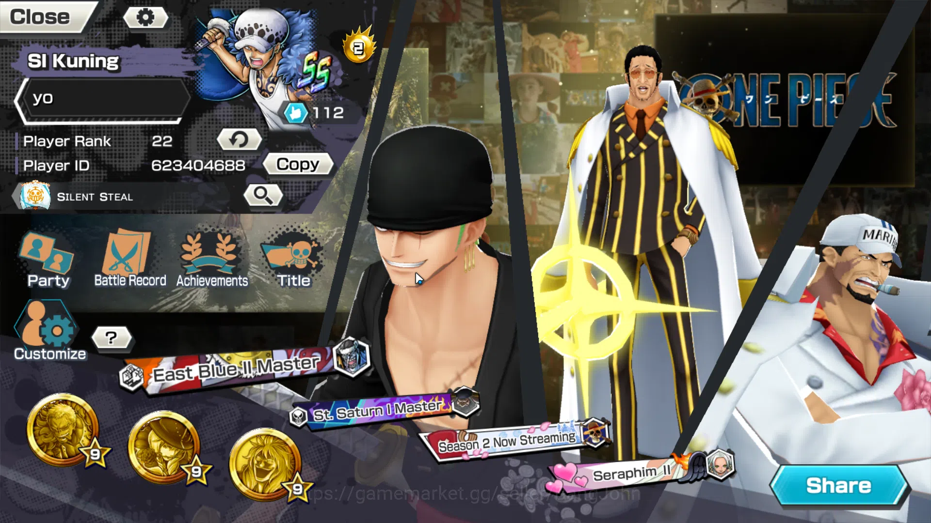 One Piece Bounty Rush Accounts Global | 3EX | 3MAX | Kuzan, Borsalino, MarshallD. image 2